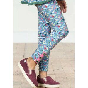 Matilda Jane Girls "Repeat After Me" Bird Print Leggings Pants Size 4 Blue Heart